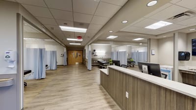 Bright interior of a common area in a healthcare facility