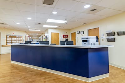 Interior view of a nursing facility's reception area