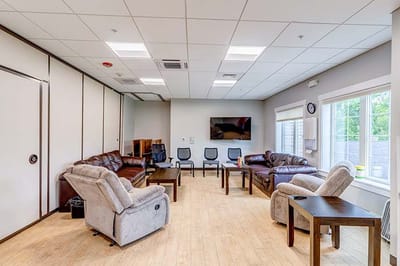 Interior of a common area with seating