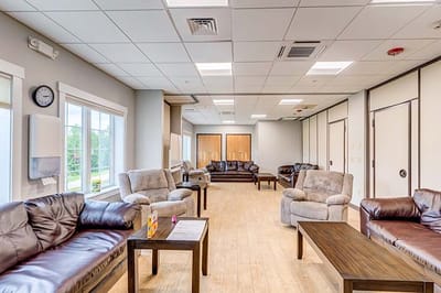 Bright common area with comfortable seating