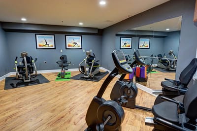 Interior of a fitness room with exercise equipment