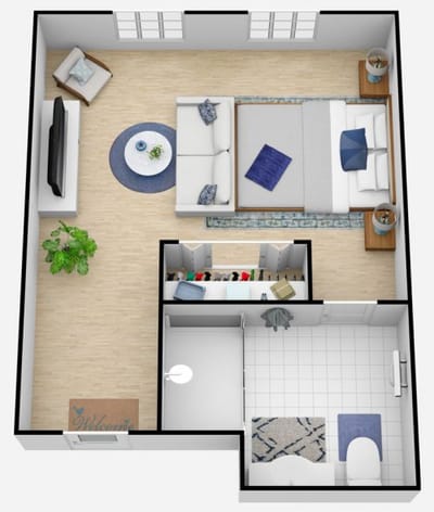 Floor plan of a one-bedroom apartment