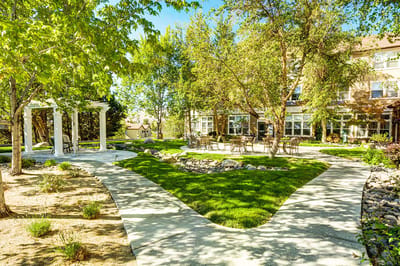 Beautiful outdoor garden area with seating