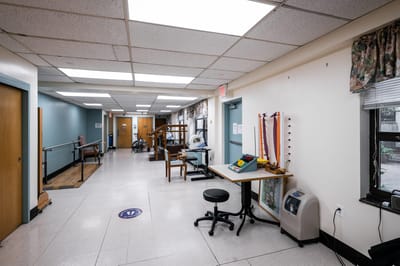 Interior corridor of a senior living facility
