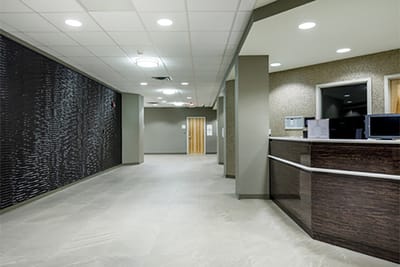 Interior view of a lobby area in a facility