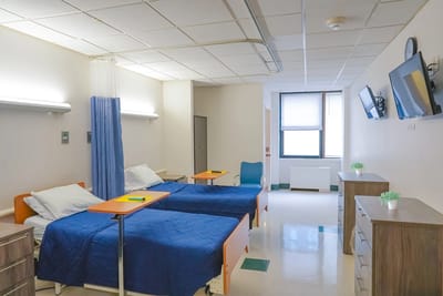 Bright, shared bedroom in a nursing facility