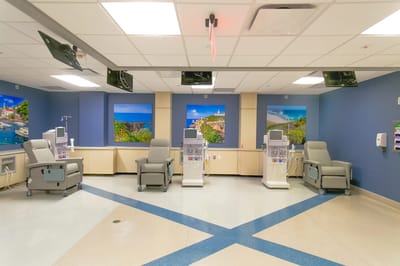 Interior view of a nursing facility with treatment chairs