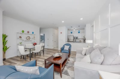 Well-furnished interior living space at a senior facility