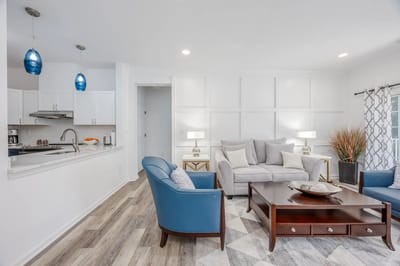 Bright common area with comfortable seating