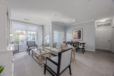 Bright and inviting interior living space with furniture