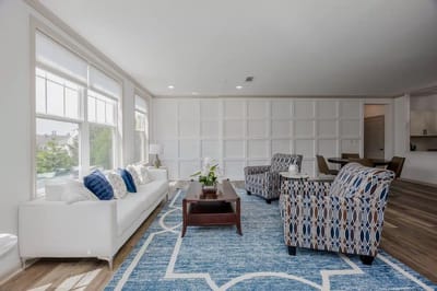 Bright common area with comfortable seating