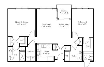 Architectural floor plan of a residence