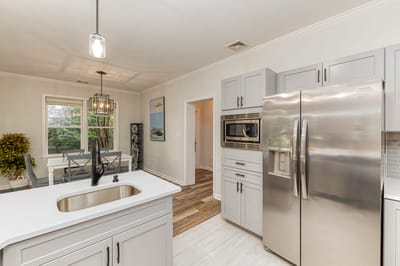 Well-equipped kitchen area in a bright interior