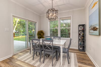 Bright dining area with a view of the garden
