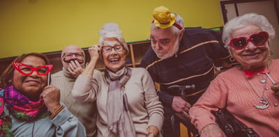 Residents enjoying a fun activity with playful accessories