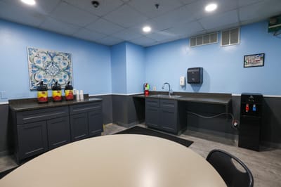 Interior view of a kitchenette in a residential care facility