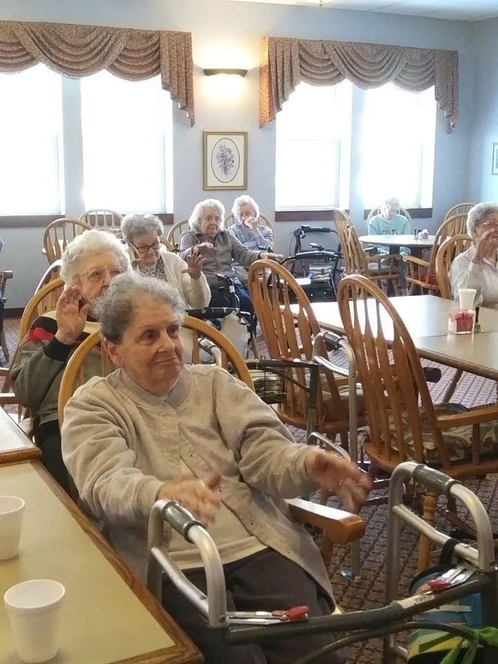 Residents participating in an activity in a common area