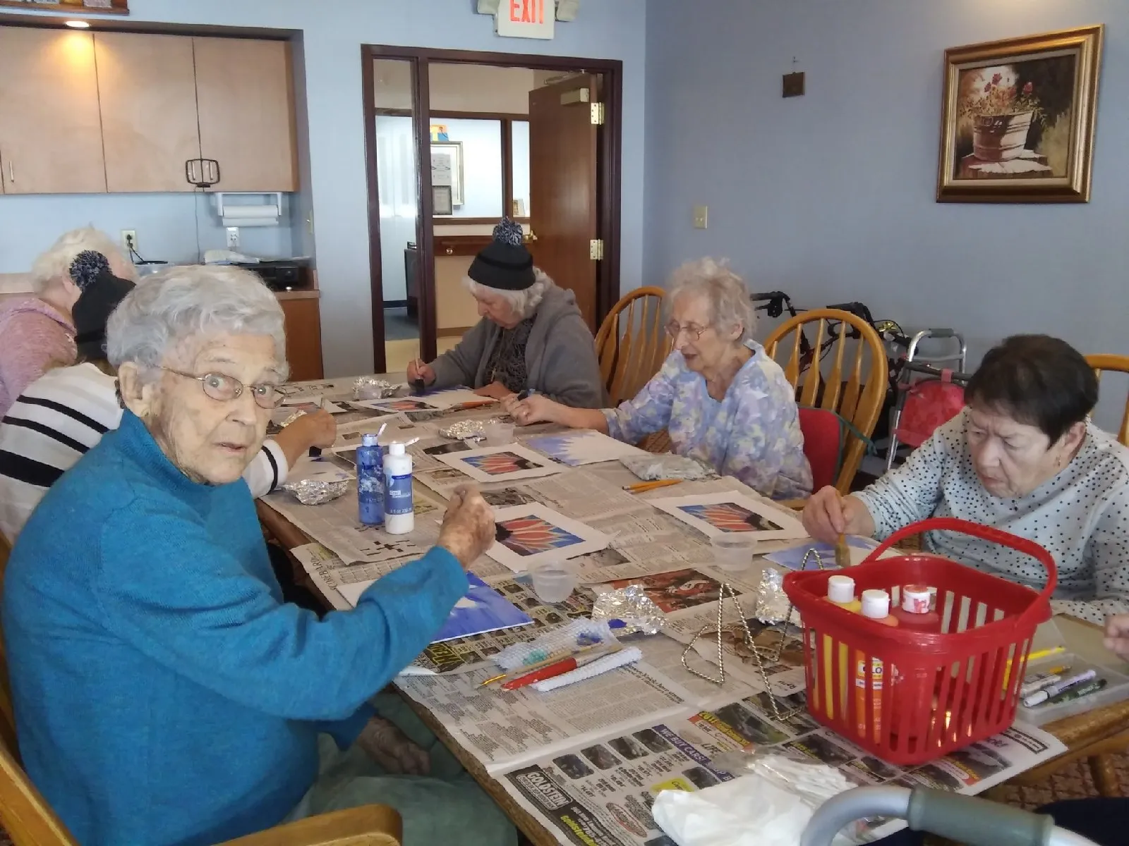 Residents engaging in an arts and crafts activity