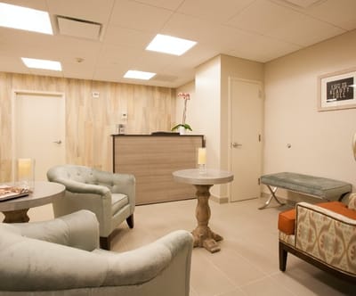 Bright interior of a common area with seating