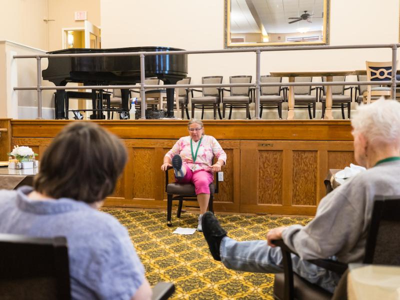 Residents participating in an activity in a common area