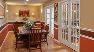 Common area with dining table and chairs