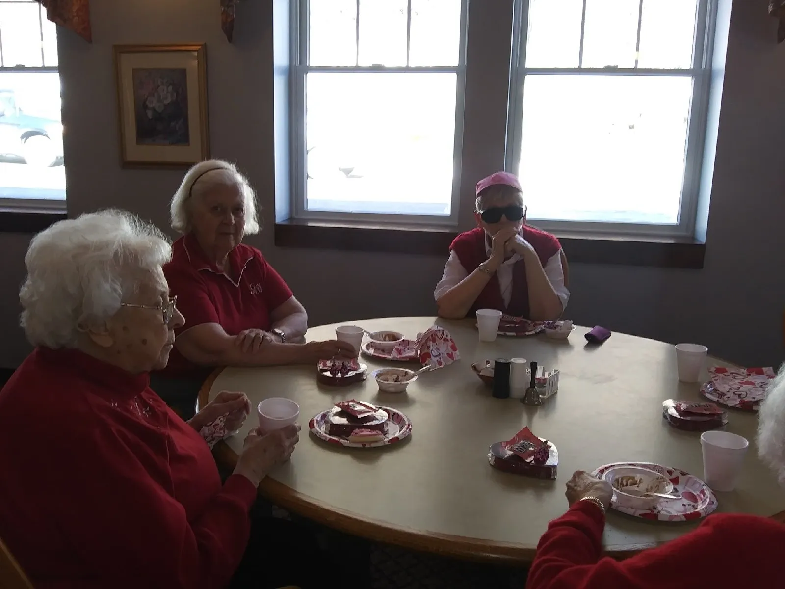 Residents enjoying snacks and a social gathering