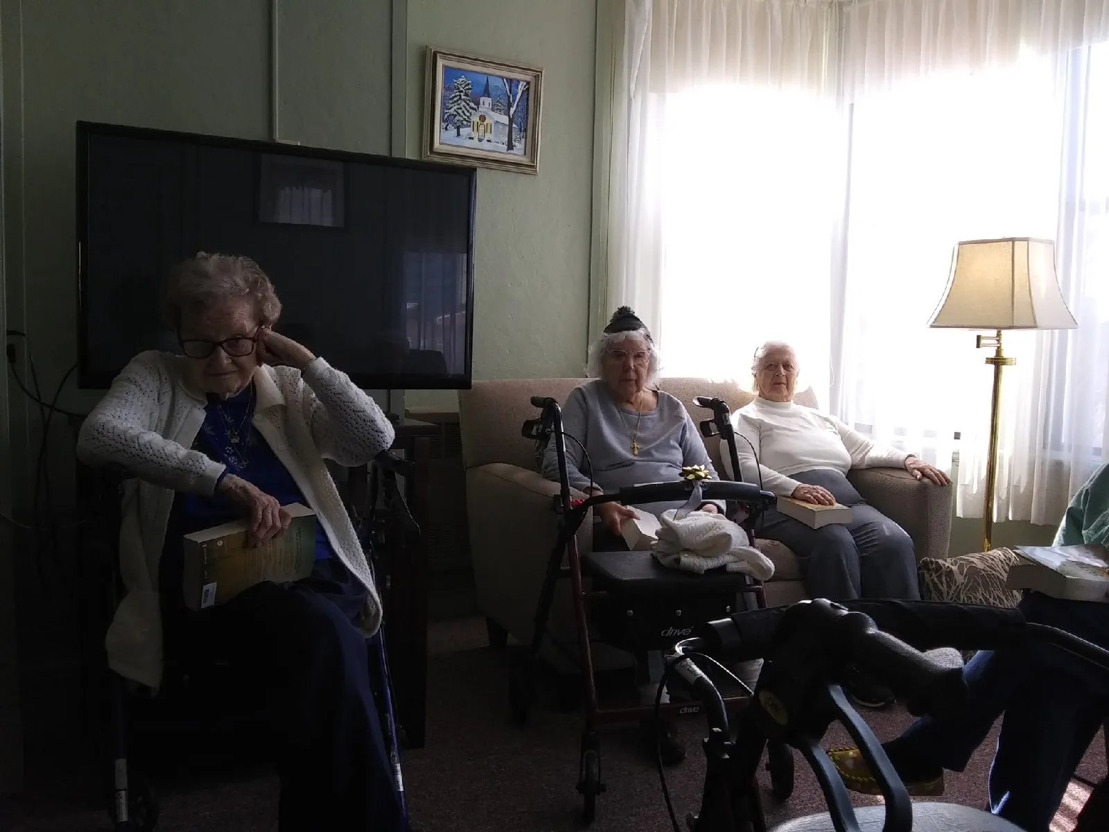 Residents relaxing in a cozy common area