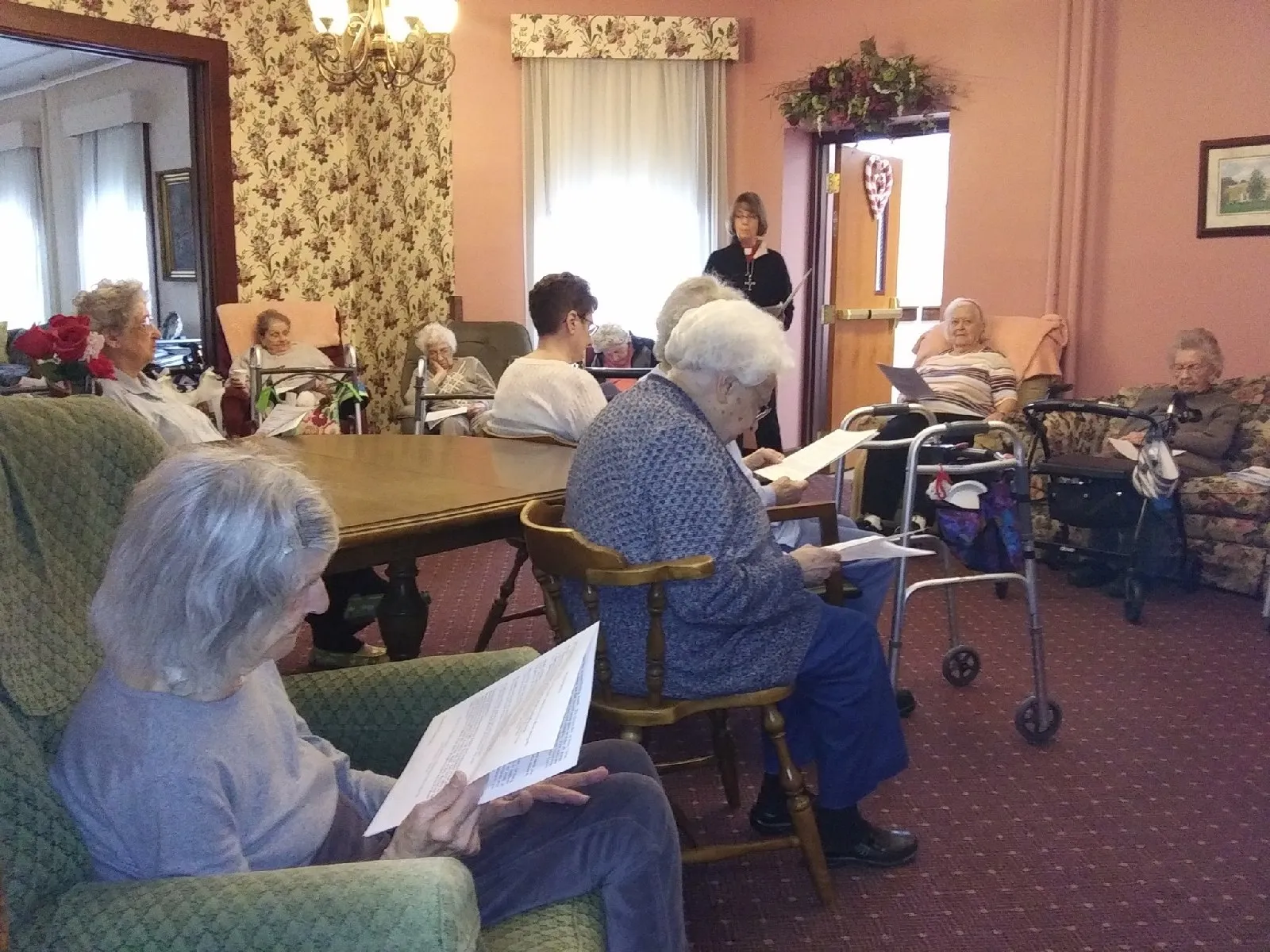 Residents participating in an activity in a common area