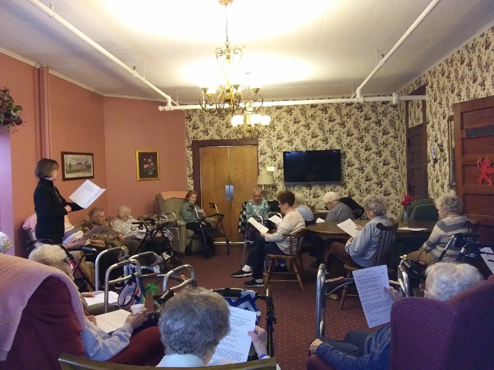 Residents participating in an activity in a common area