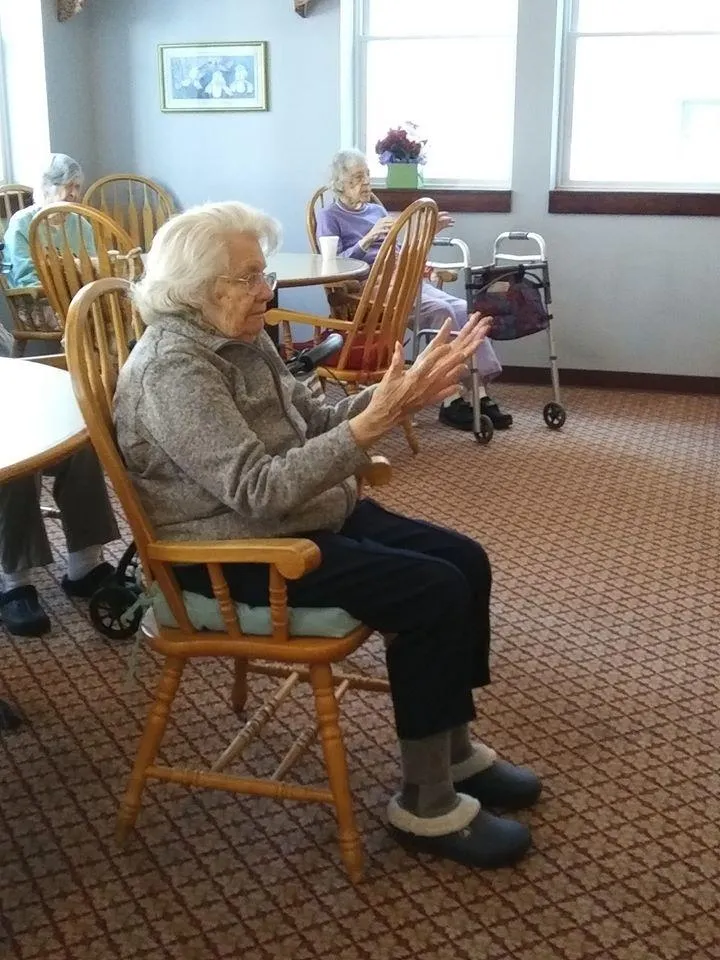 Resident enjoying time in a common area with others