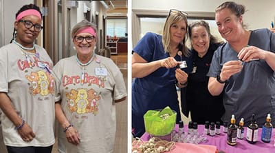 Staff members participating in an activity together