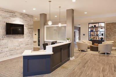 Interior lobby with modern design and seating area