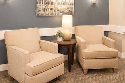 Cozy seating area with armchairs and a lamp