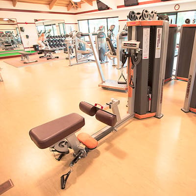 Interior view of a gym with exercise equipment