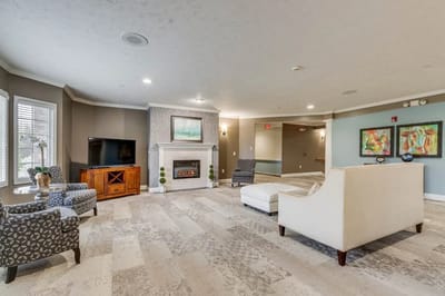 Bright and welcoming common area with seating