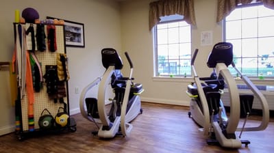 Exercise equipment in a fitness area
