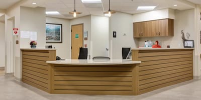 Reception area of a senior living facility