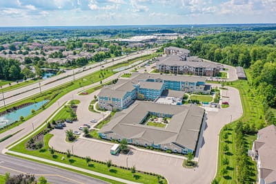 Aerial view of Traditions of Deerfield senior living facility