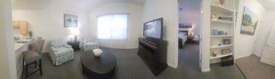 Well-furnished interior of a resident's room