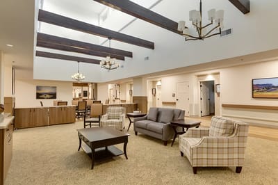 Bright common area with comfortable seating