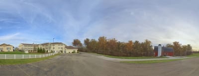 Exterior view of the senior living facility and surroundings