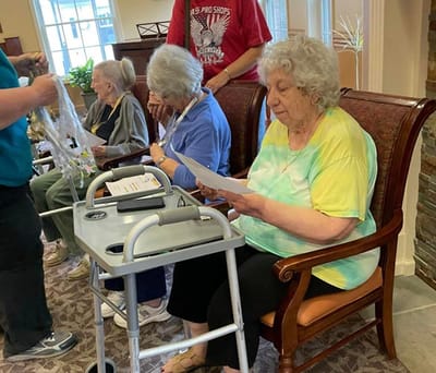 Residents participating in an indoor activity