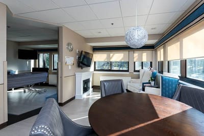 Bright interior view of a resident room