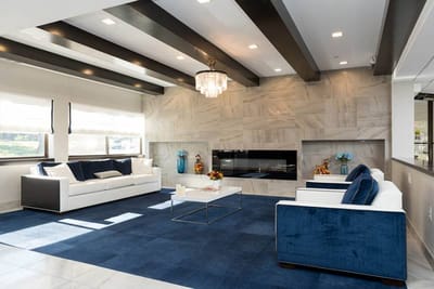 Bright and modern common area with couches and decor