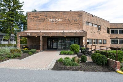 Front entrance of Cortlandt Healthcare facility