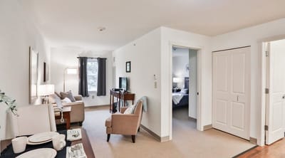 Cozy interior of a resident's room with furniture
