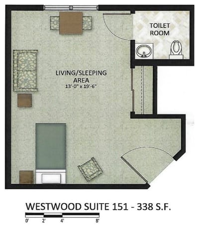 Architectural floor plan of a suite layout