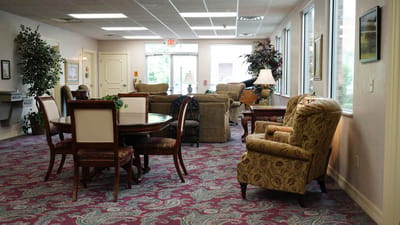 Common area in the assisted living facility with seating