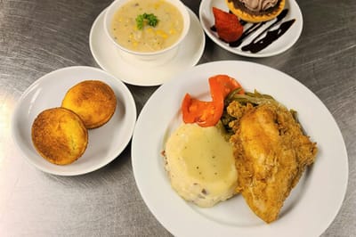Delicious meal served at the facility dining room