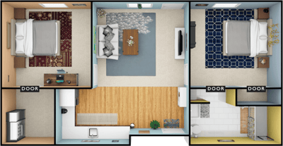 Architectural floor plan of available resident units